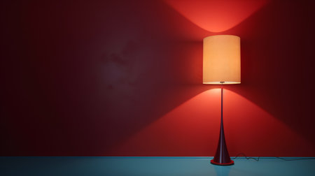 Lamp on the wall. 3D rendering. Red wall.の素材