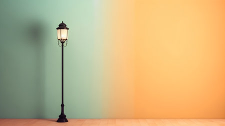 Vintage street light on a colorful wall background. 3d renderingの素材