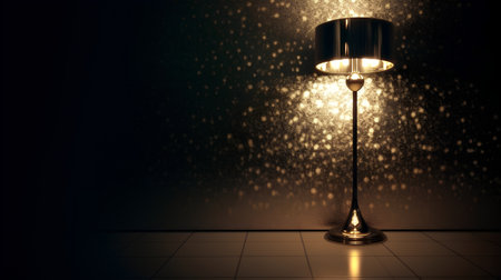 Lamp on the wall in a dark room. 3d renderの素材