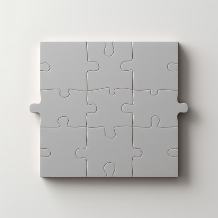 3d rendering of grey puzzle piece isolated on white background with shadowの素材