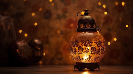 lantern with bokeh lights, ramadan kareem backgroundの素材