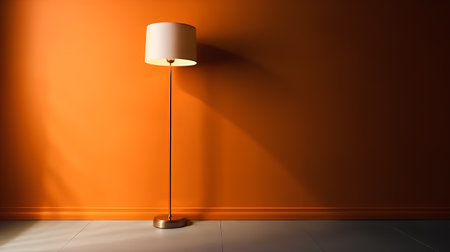 Lamp on orange wall. 3d render. Illustration.の素材