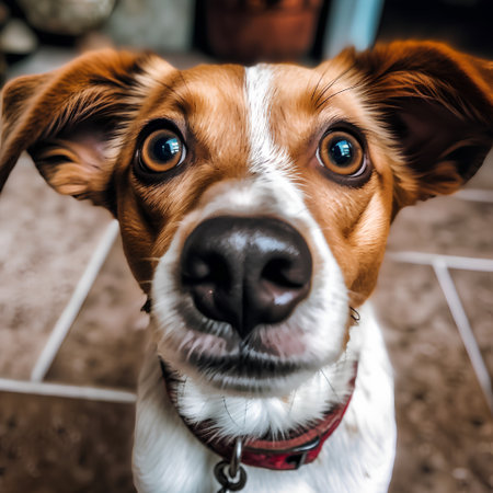 Portrait of a Jack Russell Terrier looking at the camera.の素材
