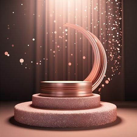 Podium, pedestal or platform for cosmetic product presentation, realistic vector illustrationの素材