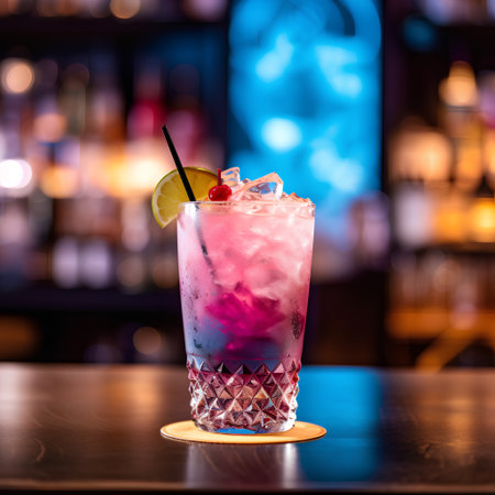 Alcohol cocktail drink on the bar in the club. Toned.の素材