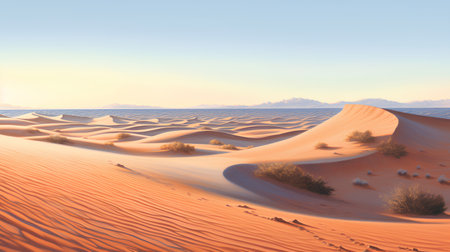 Desert sand dunes in the desert. 3d render illustrationの素材