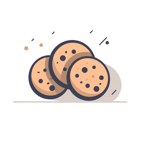 Chocolate chip cookies icon. Vector illustration in flat line style.の素材