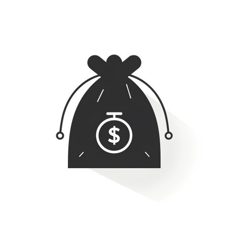 Money bag icon with long shadow. Vector illustration. Eps 10.の素材