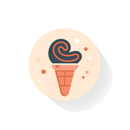 Ice cream in waffle cone flat color icon. Sweet dessert symbol. Vector illustrationの素材