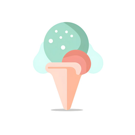 Ice cream cone icon in flat color style isolated on white background.の素材