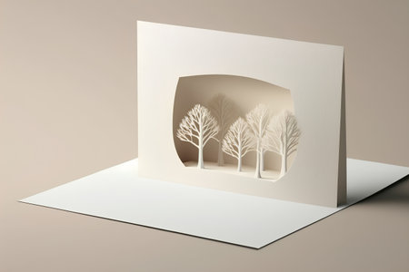 3d illustration of a white box with a picture of a forestの素材