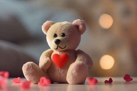 Teddy bear with red heart, valentine's day conceptの素材