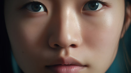 Portrait of a beautiful girl with blue eyes. Close-up.の素材