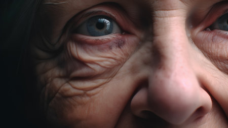 Close-up of an elderly woman's eyes. Toned.の素材
