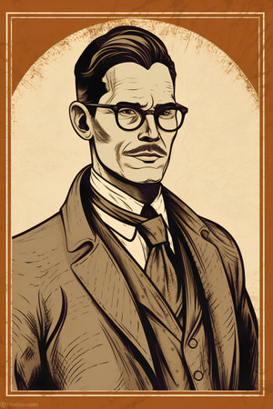 Portrait of a man in a suit and glasses. Vector illustration.の素材