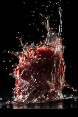 splashes of water on a black background. 3d rendering.の素材