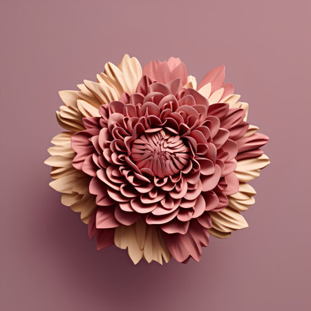 Creative layout made of dahlia flowers on pink background. Flat lay, top view minimal concept.の素材
