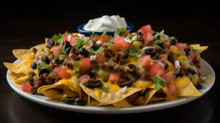 Mexican nachos with salsa, guacamole and cheeseの素材