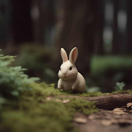 Rabbit in the forest. Vintage style. Selective focus.の素材