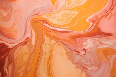 abstract background with red and orange paint in water, closeupの素材