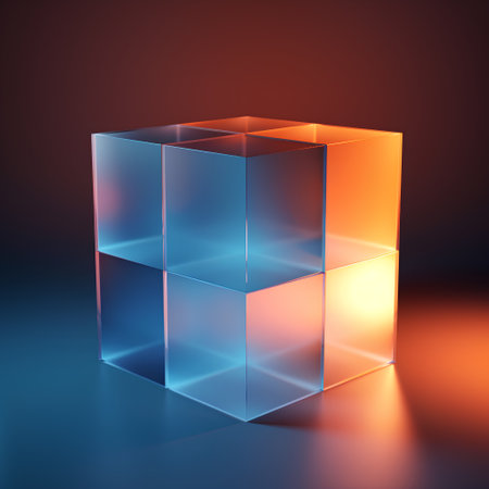 Colorful 3d cube on a dark background. Vector illustration.の素材