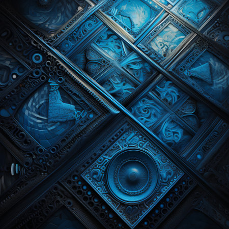Music background with speakers. 3d illustration. Blue toned.の素材