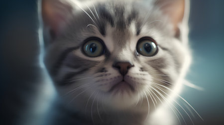 Portrait of a cute kitten with blue eyes. Toned.の素材