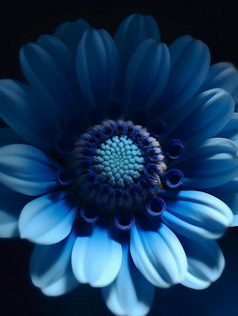 Blue flower on a black background. Computer generated 3D photo rendering.の素材