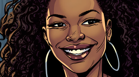 Beautiful african american young woman smiling. Vector illustration.の素材