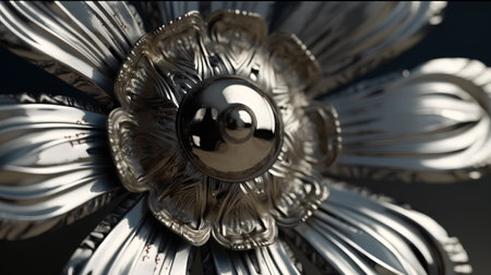 3d rendering of a metal object in the form of a flowerの素材