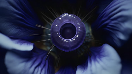 Anatomy of an eye in blue flower petals. Computer generated illustration.の素材