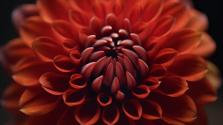 Close-up of a red dahlia flower on black backgroundの素材