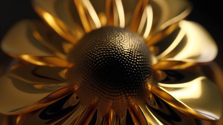 abstract 3d illustration of a golden bow on a black backgroundの素材