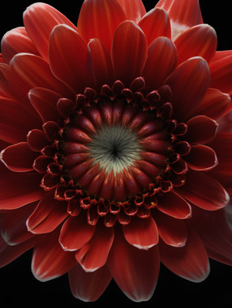 Beautiful red gerbera flower on black background. Close-up.の素材