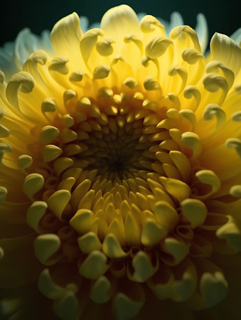 Yellow chrysanthemum macro close up with shallow depth of fieldの素材