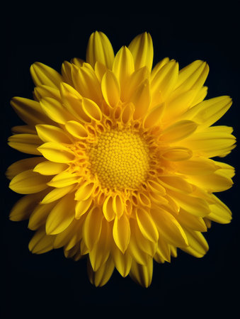 Yellow chrysanthemum on a black background close-upの素材