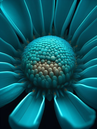 Blue flower on black background. Fantasy fractal design. Digital art. 3D rendering.の素材