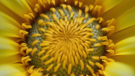 Close-up of a yellow sunflower blossom. Macro.の素材