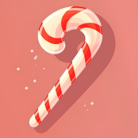 Candy cane icon isolated on pink background. Vector Illustration.の素材