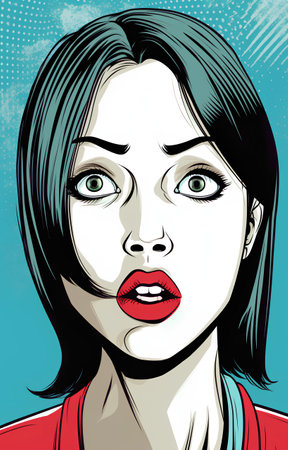 Beautiful girl in pop art style. Pop art woman. Vector illustration.の素材