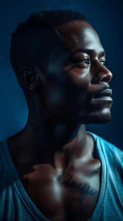Portrait of a handsome african american man. Studio shot.の素材