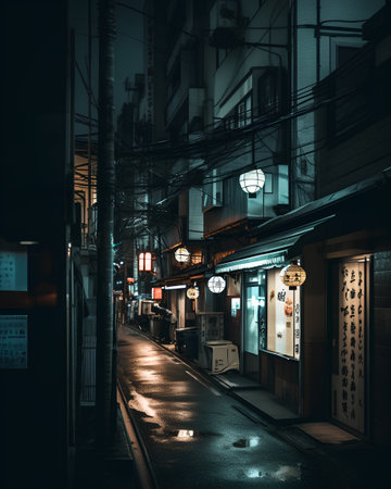 Night view of the street in Kyoto, Japanの素材