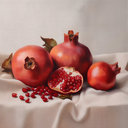 Ripe pomegranates on a white background. Still lifeの素材