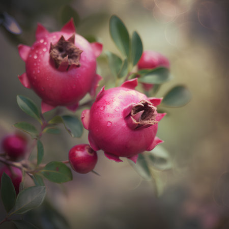 pomegranate fruit on the tree in the garden. tintedの素材