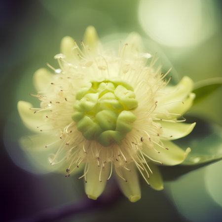 close up of yellow flower with green bokeh background, vintage toneの素材
