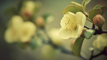 Spring blossom with shallow depth of field, vintage toned.の素材