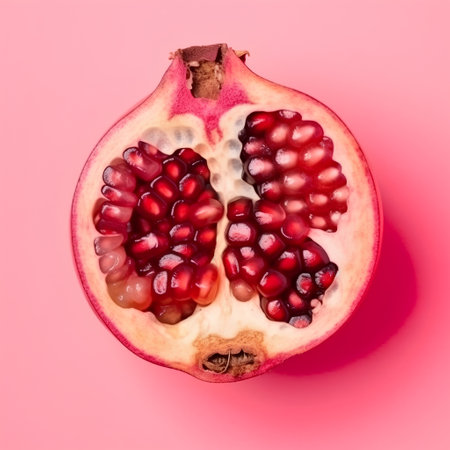 Pomegranate fruit on pink background. Healthy food concept.の素材