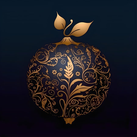 Golden apple on dark blue background. Vector illustration for your design.の素材