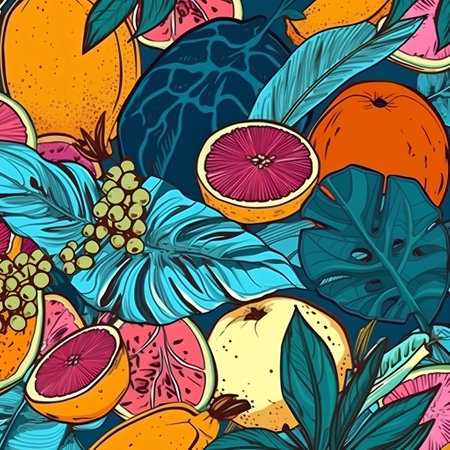 Seamless pattern with tropical fruits. Vector illustration. Eps10の素材