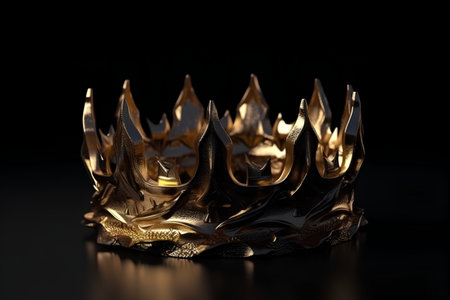 Gold crown on a black background. 3d rendering. Computer digital drawing.の素材
